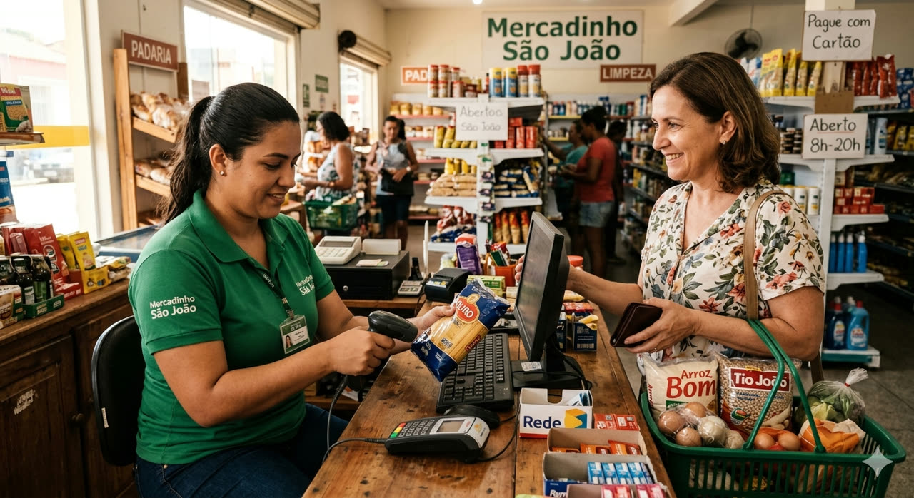 Operador de caixa em mercadinho